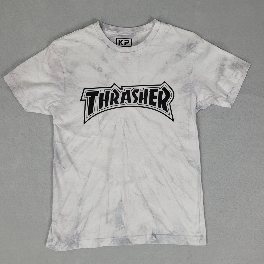 Thrasher T-Shirt Mens Small Gray Tie Dye Graphic Regular Fit Cotton MC1082